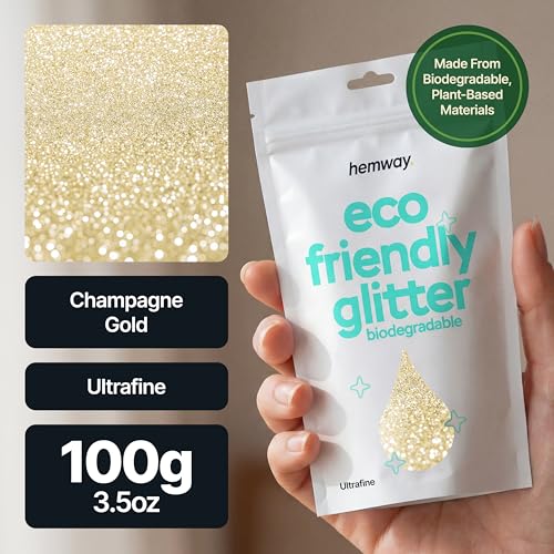 Hemway Biodegradable Glitter Champagne Gold 3.5oz Eco Friendly Ultrafine - color: Champagne Gold, size: Ultrafine (1/128" 0.008" 0.2mm)