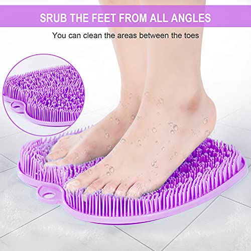 BESKAR XL Larger Shower Foot Scrubber Mat with Non-Slip Suction Cups - color: Purple