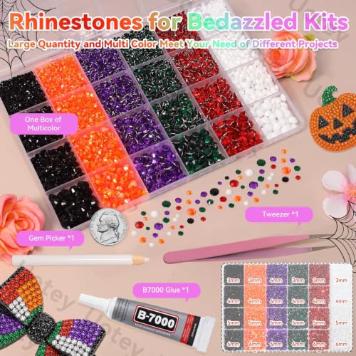 24Grid Halloween Rhinestones Kit 3-6mm, Flatback Gems for Bedazzling - color: S1