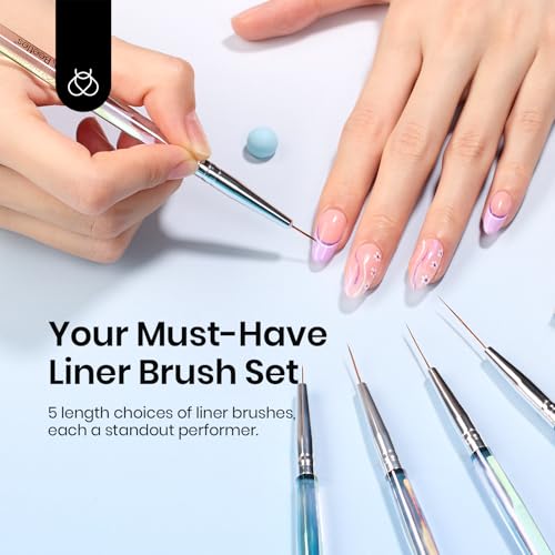 Beetles Nail Art Pens Brushes, 5pcs Nail Art Liner Brushes Set Painting - color: A-Clear-5