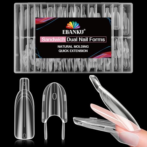 EBANKU Sandwich Dual Nail Forms 120PCS Transparent - color: Updated Almond