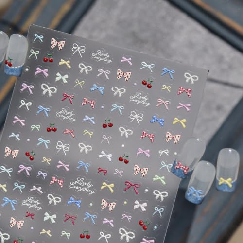 Bow Nail Art Stickers Decals 5D Self-Adhesive DIY Manicure Supplies 1PCS - color: Multicolor-010