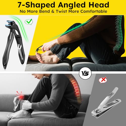 Nail Clippers for Seniors, Heavy Duty Long Handle Ingrown Toenail Clippers - size: Angled Head 6pcs