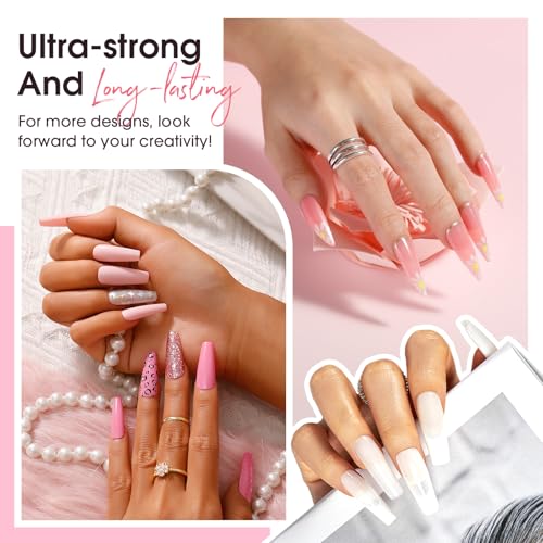 ROSALIND Clear Poly Nail Gel Kit 8 Colors Starter Kit with UV Lamp Tools - color: 8 Colors Nude Poly Kit 01