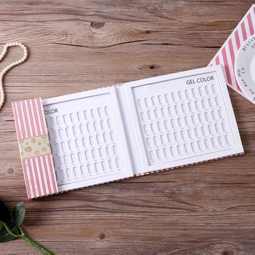 120 Colors Nail Gel Color Display Chart Book, Blank Nail Polish Showing Board Pattern Cover Nail Art Display Card Book for Nail Salon Home Manicure