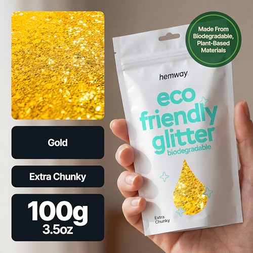 Hemway Biodegradable Glitter Gold 3.5oz Eco Friendly Extra Chunky - color: Gold, size: Extra Chunky (1/24" 0.040" 1mm)