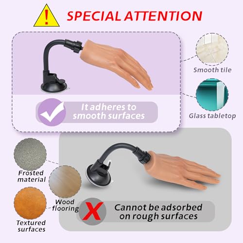 Realistic Silicone Practice Hand for Acrylic Nails, Flex Fingers - color: Suction Cup Stand Color 3 Prominent Bone Contours
