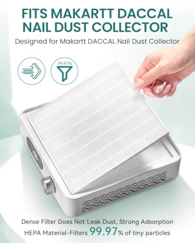 Makartt HEPA Replacement Filter - for DACCAL Nail Dust Collector 2 Pack - color: White