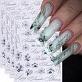 Gradient Lily Flower Nail Stickers with Gothic Letter Art Designs - color: Multicolor-07