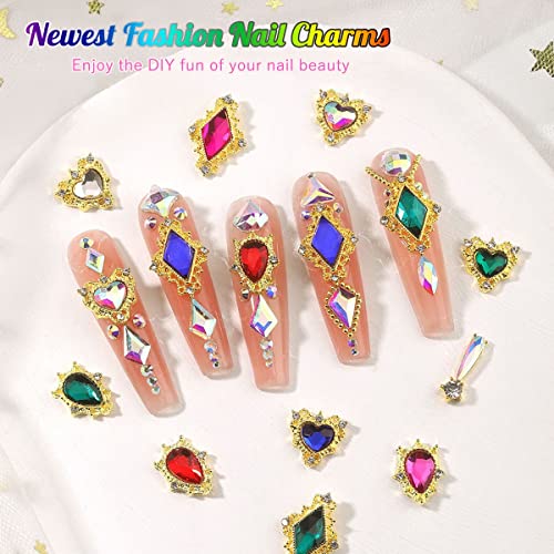 24pcs Crystal Clear Nail Rhinestones Luxury Nail Charms Crystal White Heart Charms for Nails 3D Big Nail Gems Diamonds Jewelry Stones Alloy Nail Art Studs Nail Art Decor w Box for Arylic Nails Crafts - color: Luxury Charms - Crystal White, size: 1 Box