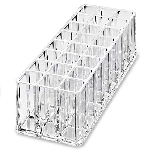 Acrylic Nail Art Tool Organizer 24 Space Deep Slot Wall Storage Vanity Cosmetic Container For All Salon Pro Nailcare Tool Kit Set