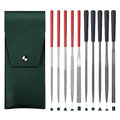 5pcs Mini Diamond Needle Files and 5pcs Mini Steel Needle Files,Packed in Synthetic Leather Case,for high Precision Sanding Work on Wood,Plastic,Metal and Jewelry Carving - color: Red and Black
