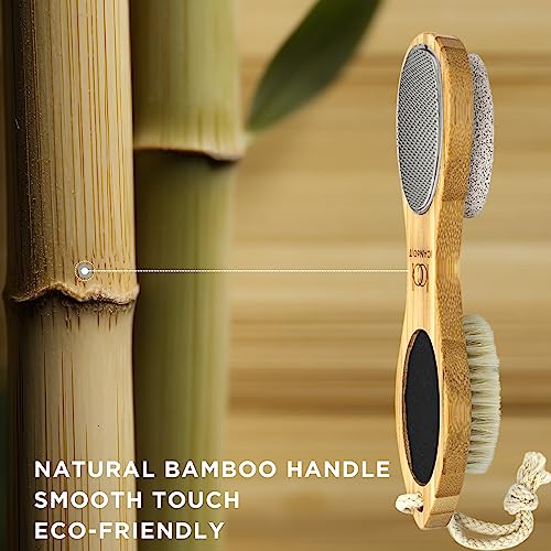 ICANdOIT 4 in 1 Bamboo Foot File Callus Remover Pedicure Scrubber Brush - size: 1 Count (Pack of 1)