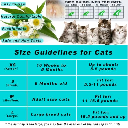 VICTHY 100pcs Cat Nail Caps Clear Cat Claw Covers Kitten Nail Caps with Adhesives and Applicators (M Clear) - size: Medium