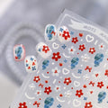 Red Flower Nail Stickers Decals Pearl Heart Design Nail Decals for Nail Art - color: Color38