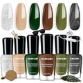 Morovan Workwear Nail Polish Set: Green Dark Olive Brown Nude Women Gift - color: Workwear Neutrals