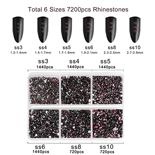 Beadsland Flatback Rhinestones, Amethyst, 7200pcs Mixed 6 Sizes - color: Amethyst