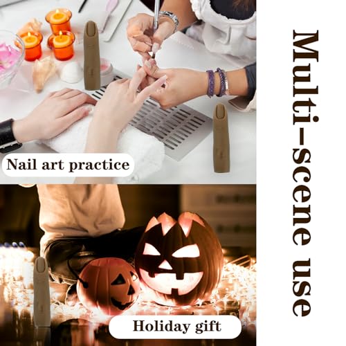 Silicone Fake Finger to Practice Fake Nails, Bendable Nail Practice Fingers Hand, Silicone Practice Fingers for Acrylic Nails,Life Size Nail Training Finger for DIY Nails(Color 2) - color: 2# Silicone Finger