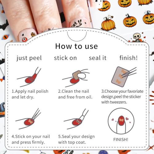 30 Sheets Halloween Nail Stickers for Nail Art,3D Self-Adhesive Nail Decals - color: Halloween a