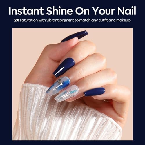 modelones Blue Gel Nail Polish Soak Off UV/LED Gel Polish 15ML - color: A1-Dark Blue Solid