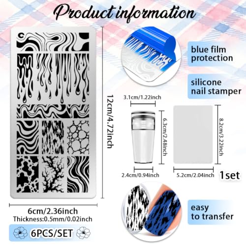6 Sheets Nail Stamping Plate Basic Patterns Nail Art Stamp - color: Basic Patterns