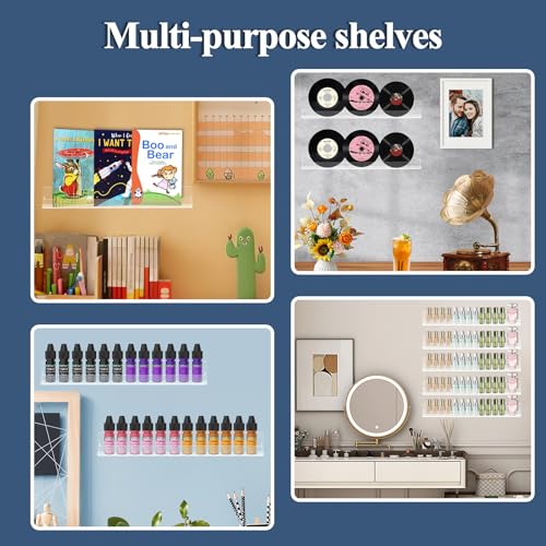9 Pack Clear Acrylic Nail Polish Rack 15" L x 1.6" W x 2" H