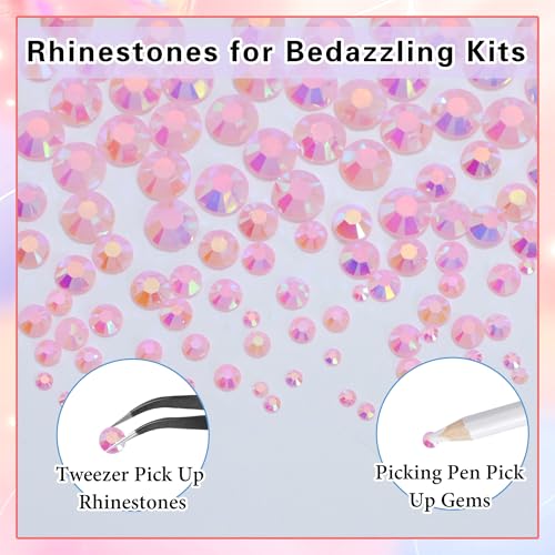 RODAKY Resin Jelly Rhinestones for Crafting Bedazzling,2-6MM Rhinestones for Nails Art,Light Pink AB Nail Rhinestone and Gems,Nail Diamond Flatback Gems Crystals Charms for Nail Design DIY Makeup - color: Jelly Light Pink AB