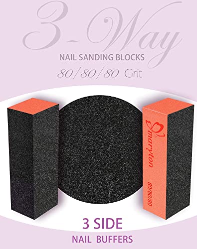 Maryton Nail Buffer Sanding Blocks, 80/80 Grit for Acrylic Nails, 10PCS - color: Black Orange