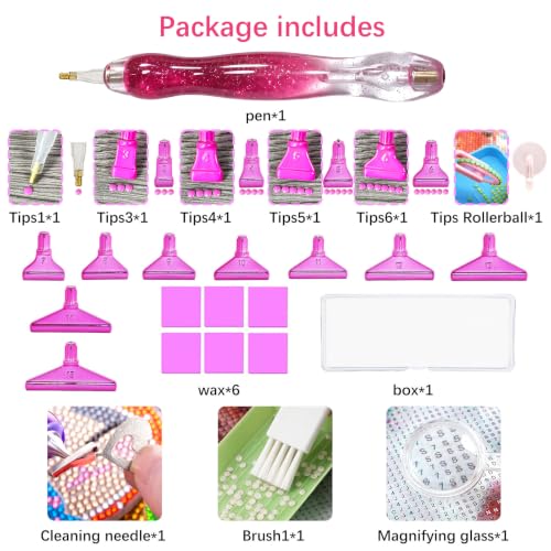 26 Piece 5D Ergonomic Diamond Art Painting Pens Kit,Rose red - color: Rose red