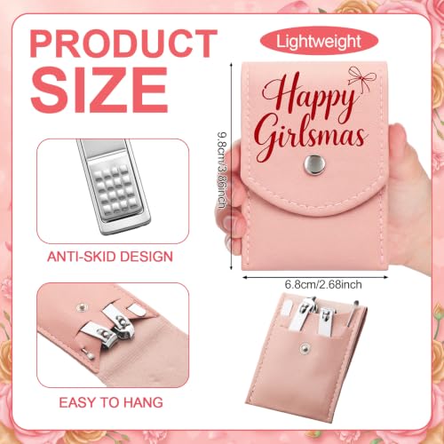 12 Pink Christmas Manicure Gifts for Women Girlsmas Party Favors - color: Happy Girlsmas