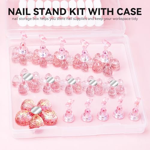 Nail Stand for Press On Fake Nails Painting Display Practice - color: Pink Flower, size: Medium