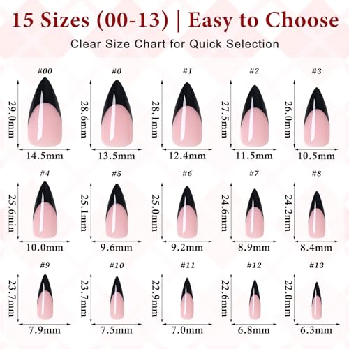 Black French Tip Press on Nails,Long Stiletto Nails,Berry Pink - color: Black French Tips in Berry Pink Base