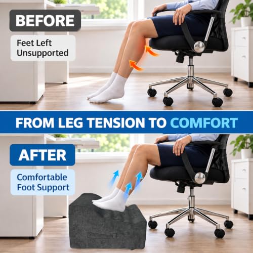Under Desk Foot Rest, Adjustable Height Foot Stool for Office - color: Dark Gray