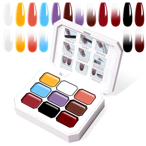 Gradient Painting Gel, 9 Colors Ombre Gel Nail Polish - color: Victorian Oddity Color