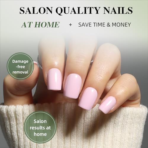 Pink Press On Nails Square - Pink Short Square Fake Nails - color: 1G - Girly Pink