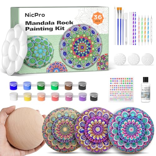 Nicpro Mandala Rock Painting Kit Craft Kits for Adults Mandala Dotting Tool