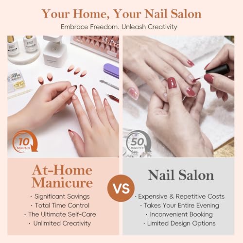 PEACECOLOR French Tip Press On Nails Kit - 150Pcs Short Square 5 Colors Nude Nail Tips Gel Nail Extension Kit with Nail Lamp Starter Kit Nail Glue Base & Top Coat Fake Nails Gift for Women Home DIY - color: Short Square