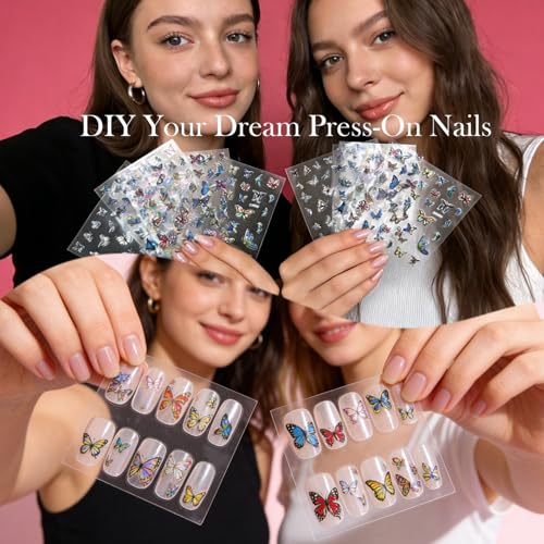 15 Sheets Butterfly Nail Stickers,5D Embossed Butterfly Nail Decals - style: Butterfly