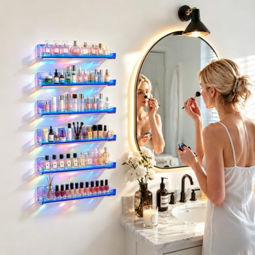 15" Nail Polish Wall Rack 6 Pack, Wall Mounted Organizer Holds 66+ Bottles - color: Iridescent