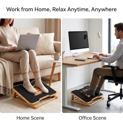 Bamboo Under Desk Foot Rest Foot Stool Rocking Footrest (Nature Triangle) - color: Nature, size: Triangle
