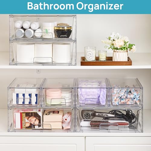 Vtopmart Clear Stackable Storage Drawers, 6 Pack Wide Organizer Set - style: 4 Small+2 Wide