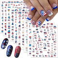 10Pcs 4th of July Nail Stickers Patriotic Nail Decals Independence Day Nail Art Stickers American Flag Stars Eagle Fireworks Heart Nail Design Supplies Memorial Day DIY Nail Decoration for Women Girls - style: independence day-1
