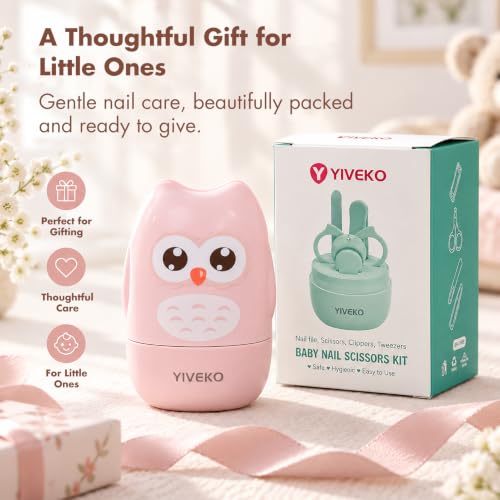 Baby Nail Kit, 4-in-1 Baby Nail Care Set with Cute Case, Baby Nail Clipper, Scissor, Nail File & Tweezer, Baby Manicure Kit and Pedicure kit for Newborn, Infant, Toddler, Kids-Owl Blue - color: Blue