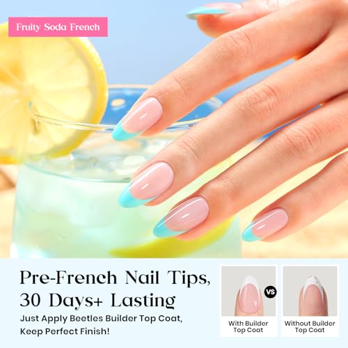 Beetles Press On Nails Kit - Medium Almond French Tip Nails Kit, 224 Pcs - color: A - Fruity French - Medium