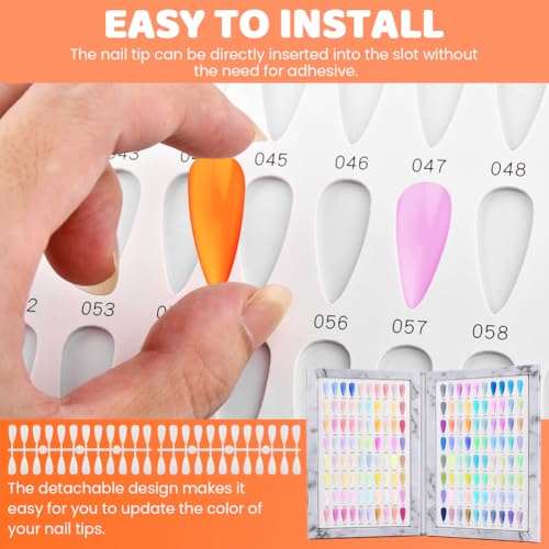160 Nail Color Display Book with 240 Nail Tips & Number Stickers 1-200
