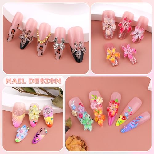 3D Flower Nail Charms for Nails Art, Cute Colorful Acrylic Nail Flowers - color: 70 Pcs Resin Nail Flowers