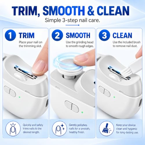 Electric Nail Clipper for Seniors, Automatic Nail Trimmer with LED Light - color: Purple