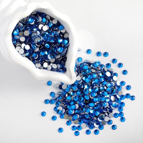 3000pcs SS8 Flatback Glass Rhinestones for DIY(Capri Blue) - color: Capri Blue, size: SS8-3000PCS
