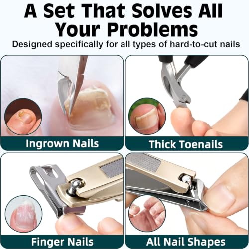 Heavy Duty Toenail Clippers for Thick Ingrown Nails Fingernail Set - color: 8pack - Silver