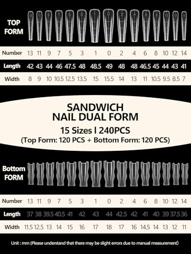 240Pcs Sandwich Nails Dual Forms - color: Long Coffin